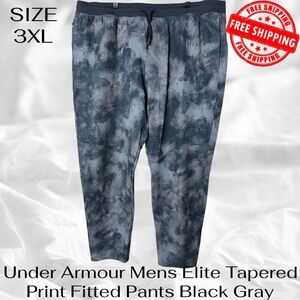 Under Armour Mens Elite Tapered Print Fitted Pants BlkGray 3XL NEW FREE SHIPPING